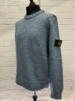 Stone Island 515A4 Crewneck knit in three-color mouliné lambswool -  Ultramarine blue  -  Large / 23” P2P - Image 6
