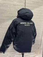 424X2 STONE ISLAND MARINA_RUBBER WAX POPLIN DOWN HOODED DOWN JACKET IN NAVY: - Image 4