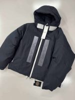 424X2 STONE ISLAND MARINA_RUBBER WAX POPLIN DOWN HOODED DOWN JACKET IN NAVY: