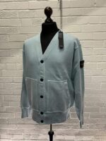 Stone Island 66255 V-neck cardigan sweatshirt in heavy textured fleece - Colour Sky Blue - Large / p2p 25” - Image 5