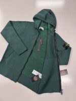 Stone Island 556B3 Hooded cardigan knit in double face knit in green  -  Large / p2p 22” - Image 8