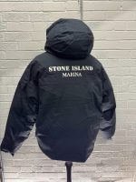 424X2 STONE ISLAND MARINA_RUBBER WAX POPLIN DOWN HOODED DOWN JACKET IN NAVY: - Image 5