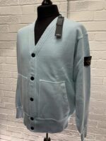 Stone Island 66255 V-neck cardigan sweatshirt in heavy textured fleece - Colour Sky Blue - Large / p2p 25” - Image 6