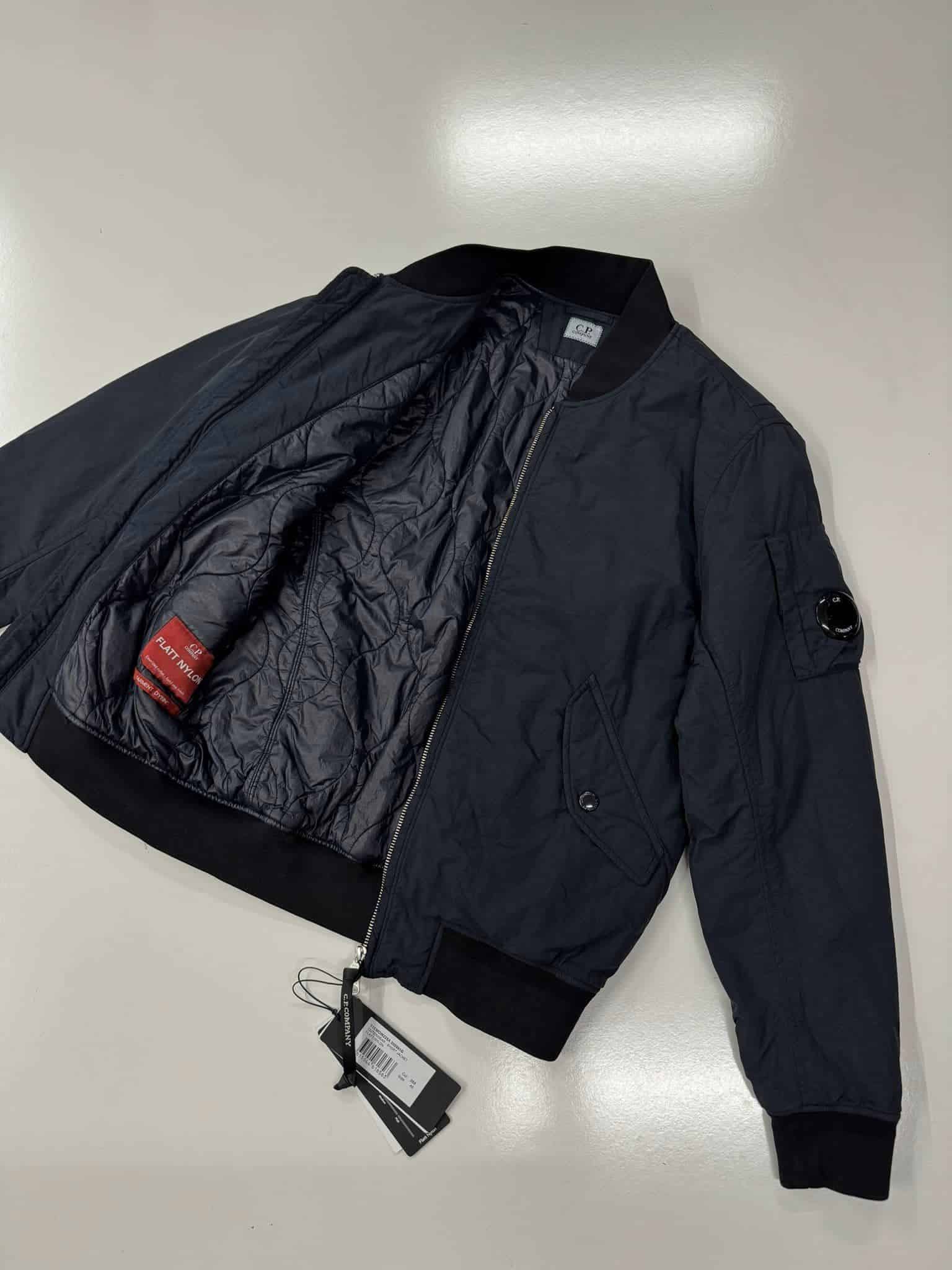 CP Company Flatt Nylon Padded Bomber Jacket in blue - Size 50