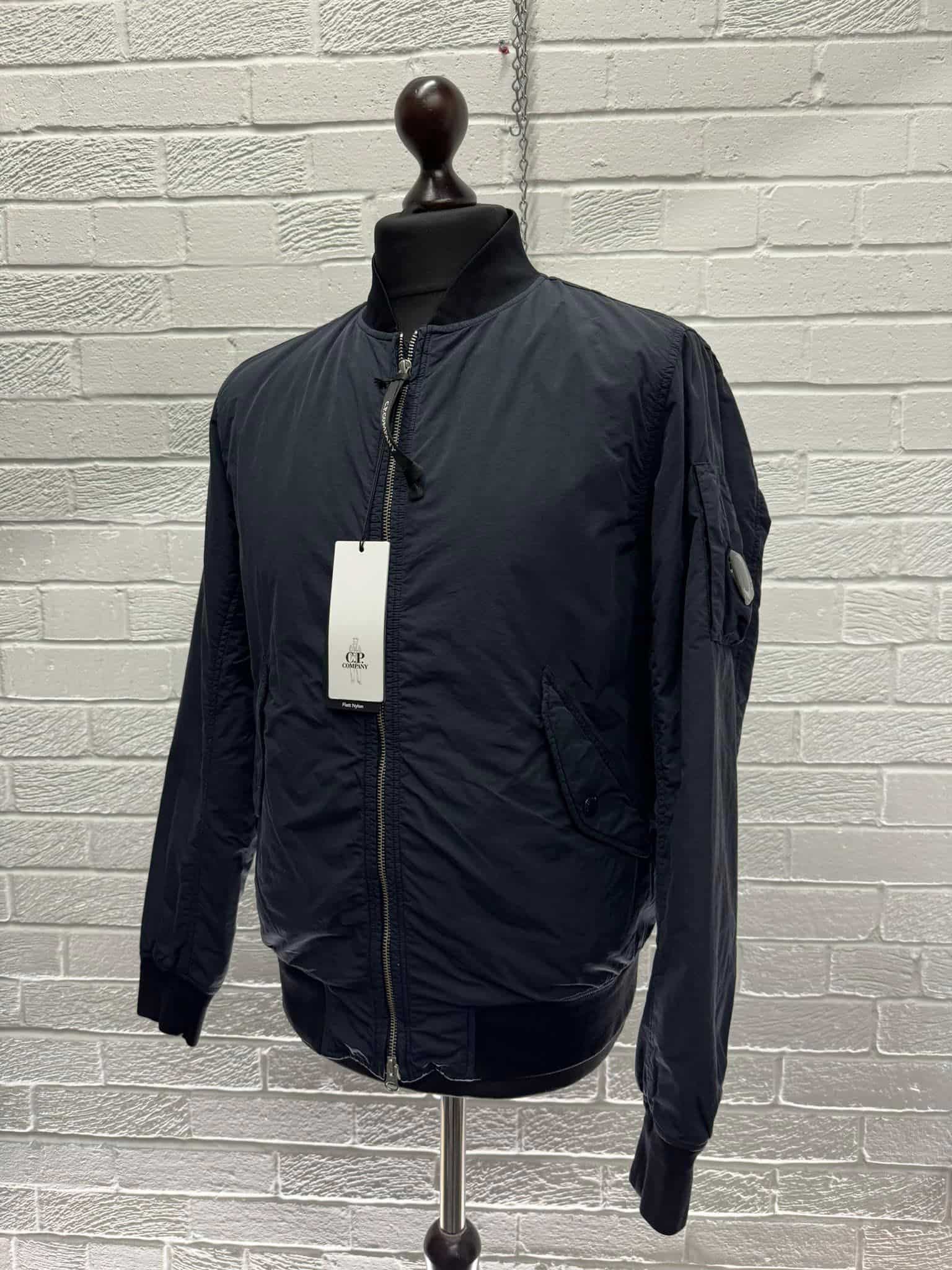 CP Company Flatt Nylon Padded Bomber Jacket in blue - Size 50