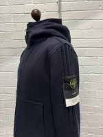 Stone Island 43930 Panno Speciale With Primaloft Insulation Technology + Shetland Knit Hooded Jacket In Marine Blue -Large / p2p 23” - Image 2