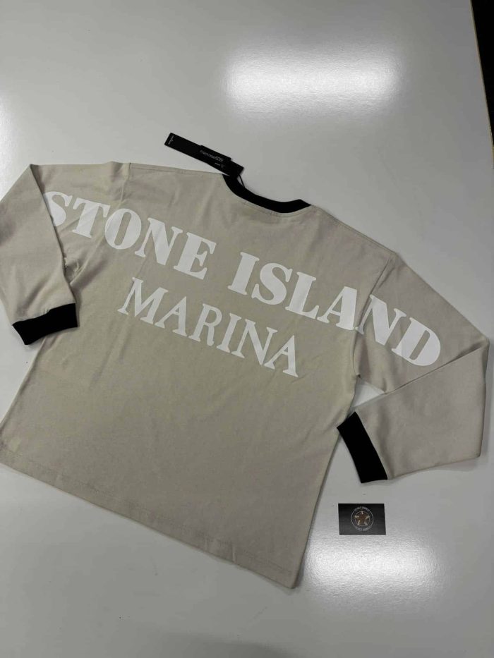 224X3 Stone Island Marina: Long-sleeve crewneck T-shirt in heavy full-bodied cotton jersey  -  Large / p2p 25” - Image 1