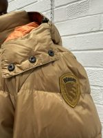 Mens Blauer Usa Long Down Jacket With Hood in Light Brown - Image 3