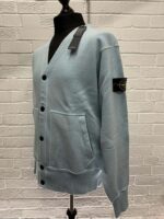 Stone Island 66255 V-neck cardigan sweatshirt in heavy textured fleece - Colour Sky Blue - Large / p2p 25” - Image 7