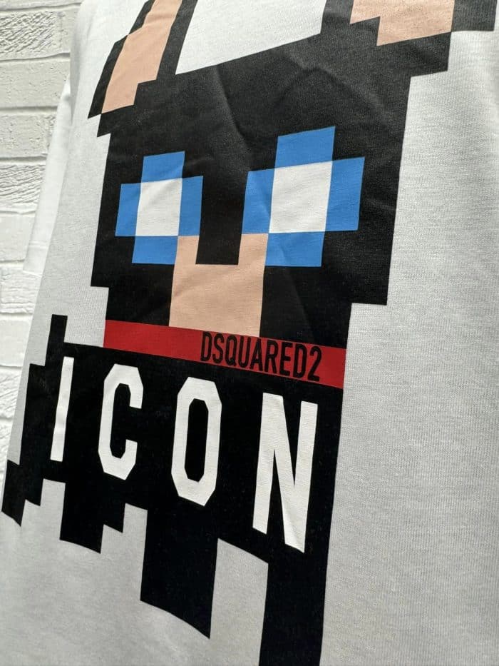 Dsquared2 Pixel dog T-shirt in white. - Image 6