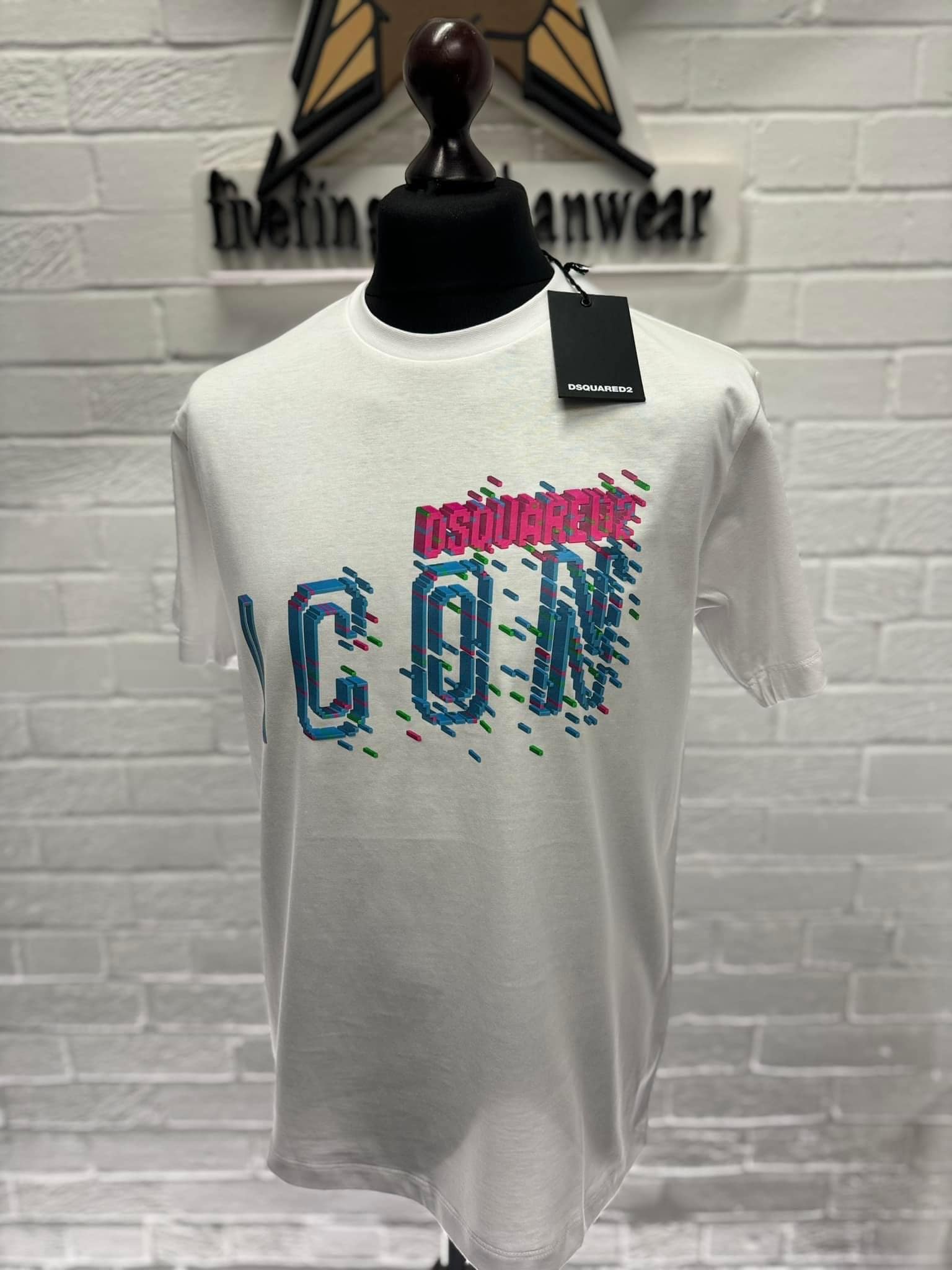 434775588_306334752494842_1273233193542833132_n Dsquared2 neon pixel T-shirt in white - Cool fit - Image 1