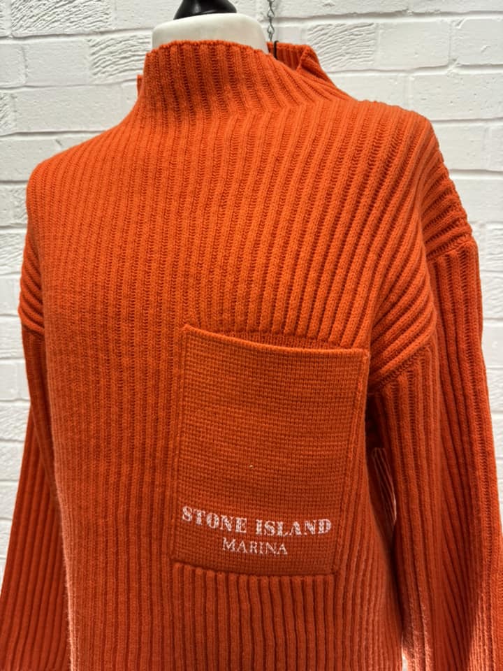 543XA Stone Island Marina Mock neck knit in full-rib pure wool