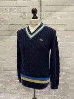 Lacoste winter cable knit wool pullover in navy   -  Size 3 / Small / P2P 20” - Image 3
