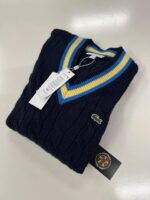 Lacoste winter cable knit wool pullover in navy   -  Size 3 / Small / P2P 20” - Image 5