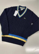 Lacoste winter cable knit wool pullover in navy   -  Size 3 / Small / P2P 20”