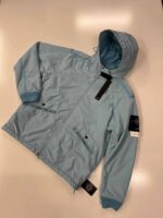 Stone Island 41531 David Light-TC layered hooded jacket in sky blue.