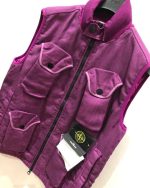 Stone Island G0224 Modified Panama 6/3 HT Nylon + Leather With Primaloft®-Tc Gilet In Purple - Image 2