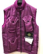 Stone Island G0224 Modified Panama 6/3 HT Nylon + Leather With Primaloft®-Tc Gilet In Purple - Image 5