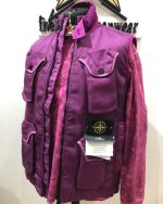 Stone Island G0224 Modified Panama 6/3 HT Nylon + Leather With Primaloft®-Tc Gilet In Purple - Image 6