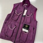 Stone Island G0224 Modified Panama 6/3 HT Nylon + Leather With Primaloft®-Tc Gilet In Purple