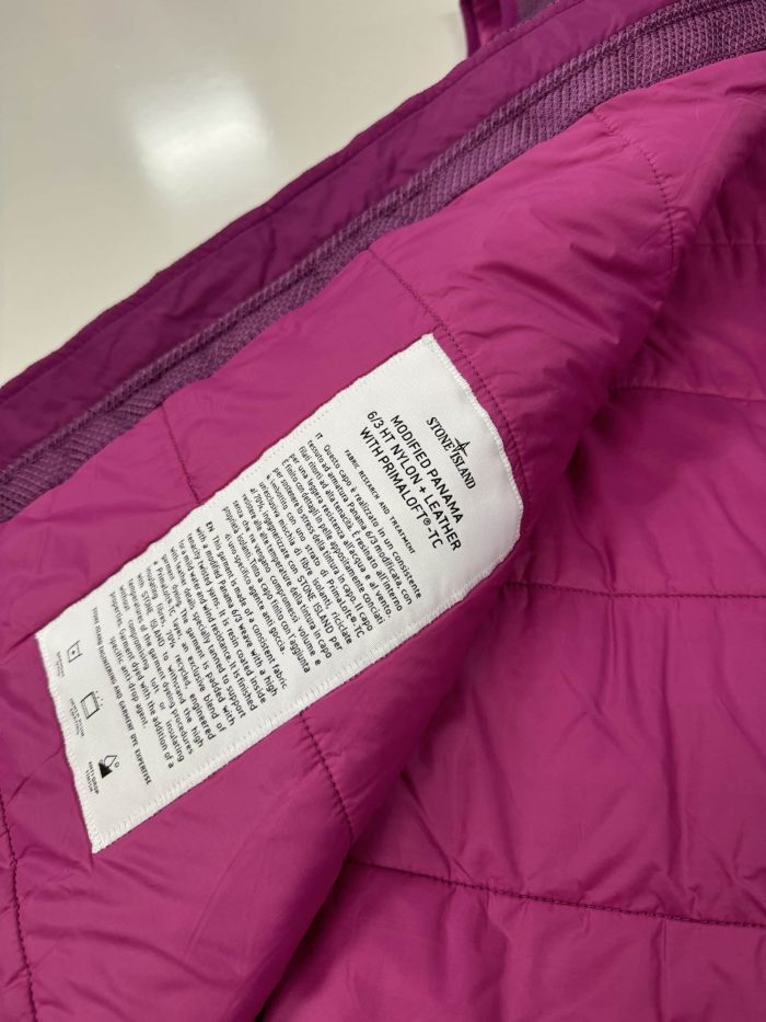 Stone Island G0224 Modified Panama 6/3 HT Nylon + Leather With Primaloft®-Tc Gilet In Purple - Image 9