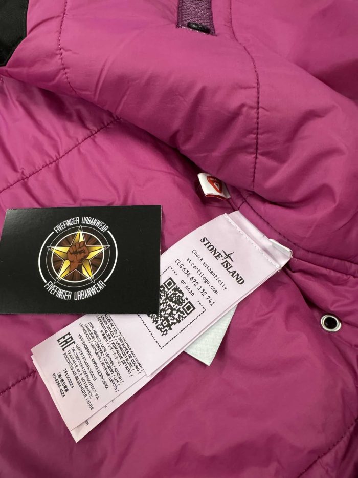 Stone Island G0224 Modified Panama 6/3 HT Nylon + Leather With Primaloft®-Tc Gilet In Purple - Image 10