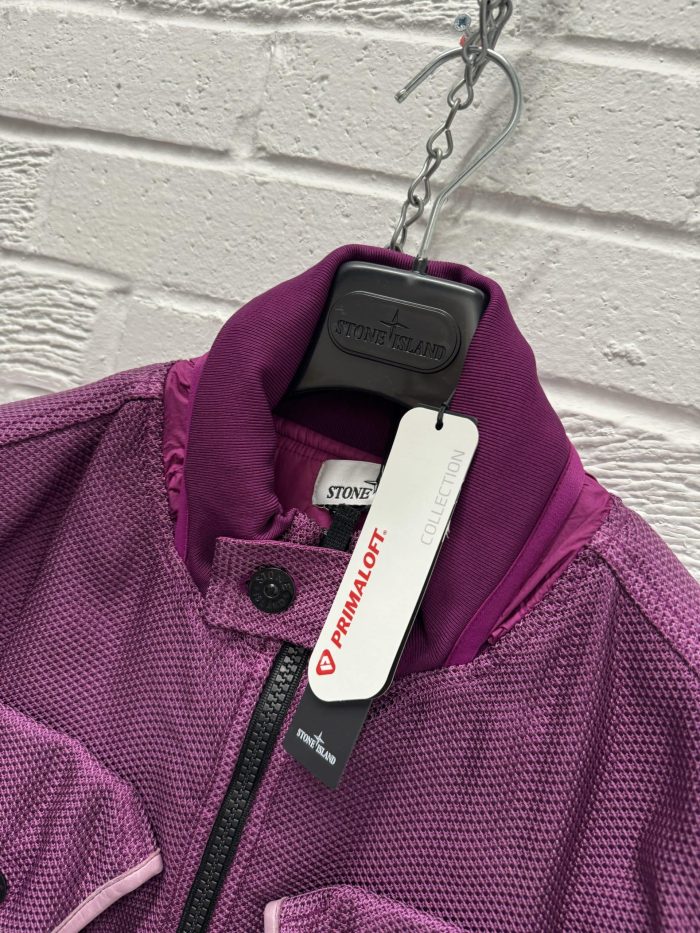 Stone Island G0224 Modified Panama 6/3 HT Nylon + Leather With Primaloft®-Tc Gilet In Purple - Image 13