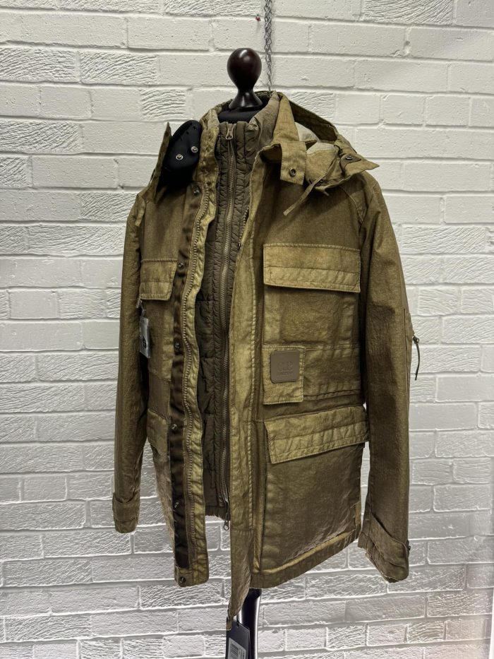 C.P. Company Metropolis Series Co-Ted Hooded 2 in 1 Jacket in Khaki - Image 6