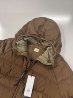 C.P. Company Eco-Chrome R Hooded Down Goggle Jacket  in Chestnut Brown - Image 2