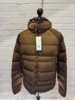 C.P. Company Eco-Chrome R Hooded Down Goggle Jacket  in Chestnut Brown - Image 7