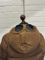 C.P. Company Eco-Chrome R Hooded Down Goggle Jacket  in Chestnut Brown - Image 11