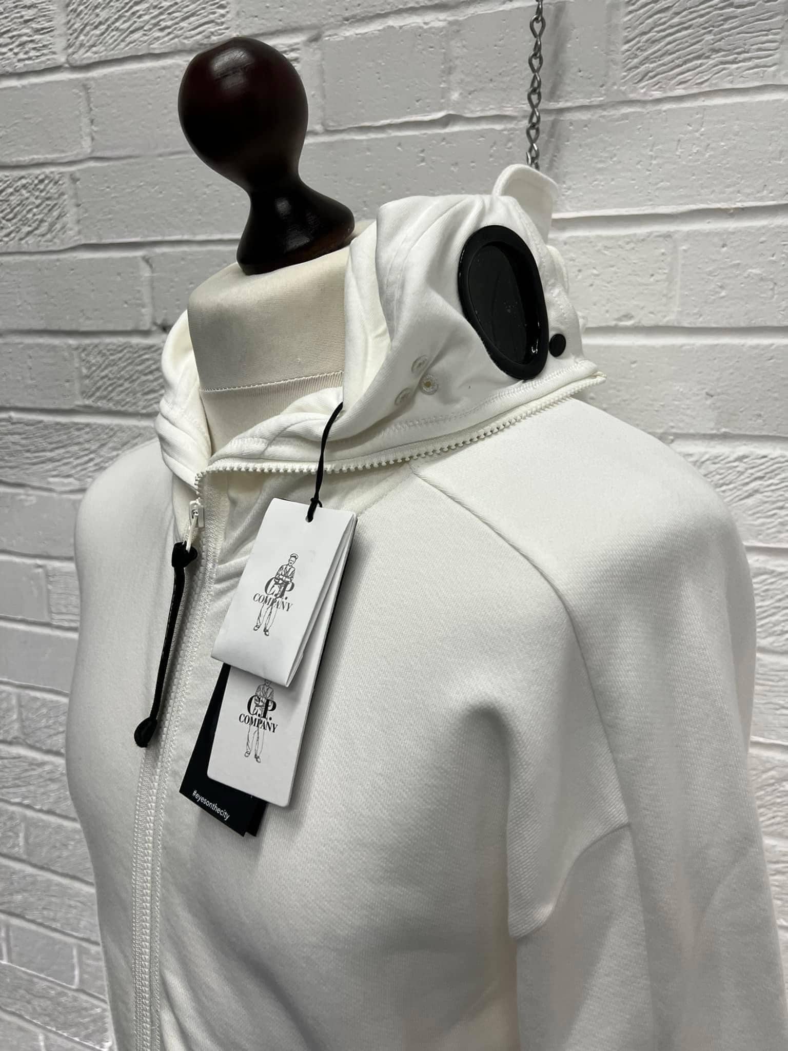 CP Company Diagonal Raised Fleece Zipped Goggle Hoodie in