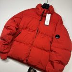 CP COMPANY 175A Eco-Chrome R Down Jacket in red.