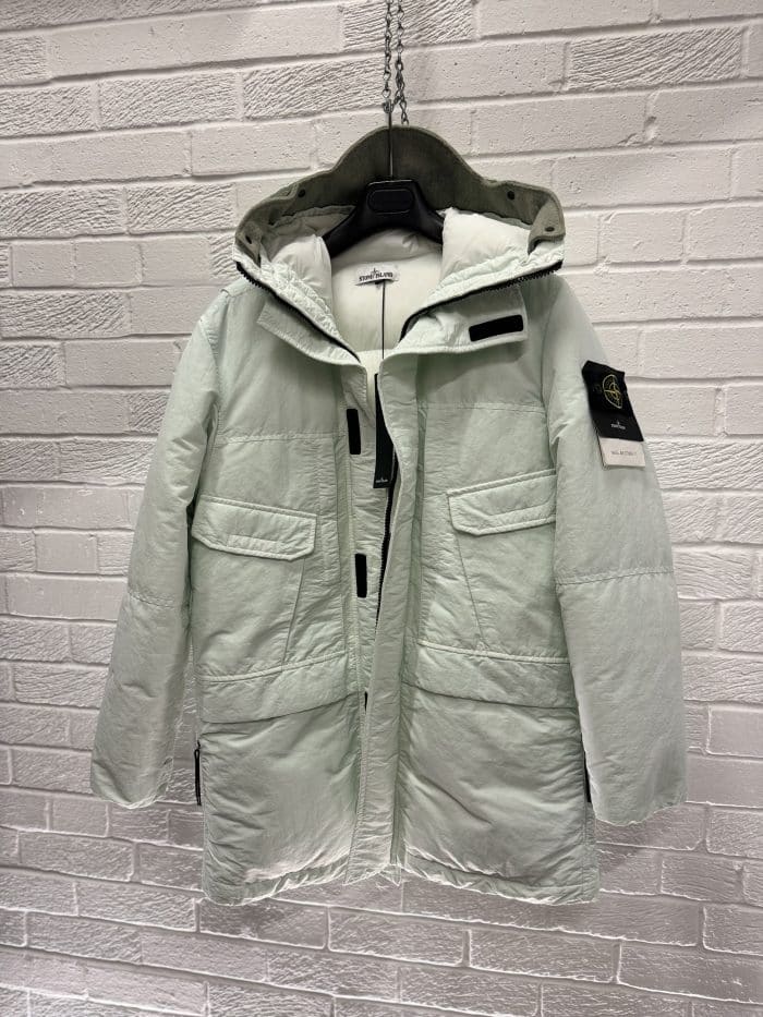Stone Island 70333 Naslan Down -Tc- Hooded Parka in Mint Green -  Small / 23.5” p2p outer - Image 8