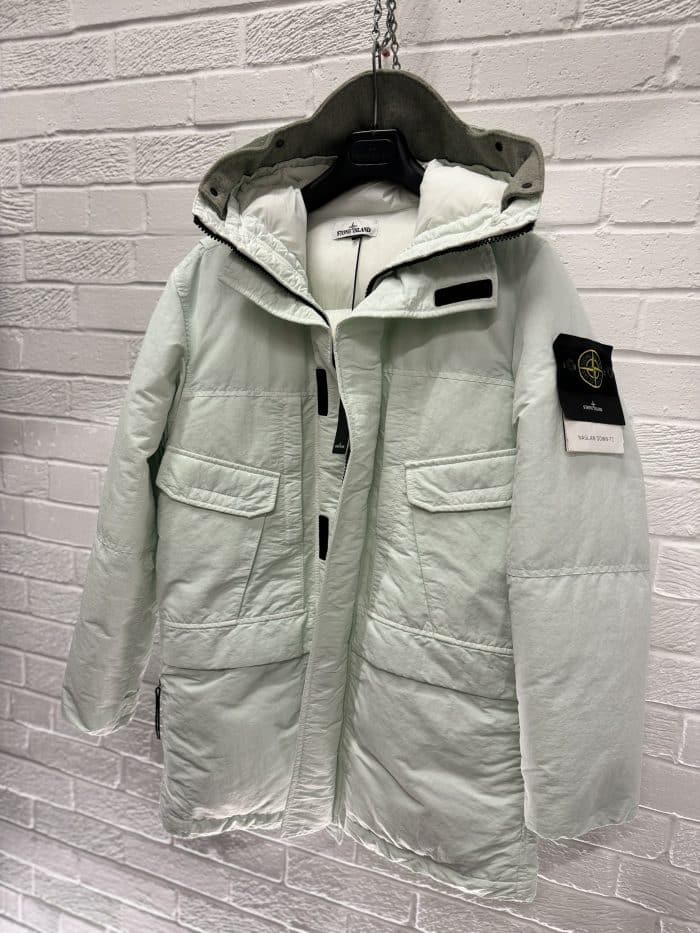 Stone Island 70333 Naslan Down -Tc- Hooded Parka in Mint Green -  Small / 23.5” p2p outer - Image 9