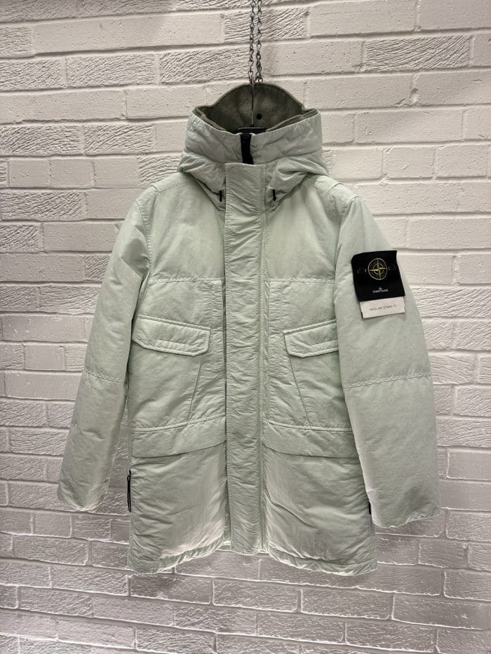 Stone Island 70333 Naslan Down -Tc- Hooded Parka in Mint Green -  Small / 23.5” p2p outer - Image 10