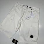 CP Company 268A Bermuda Cargo shorts in Twill Stretch. - White