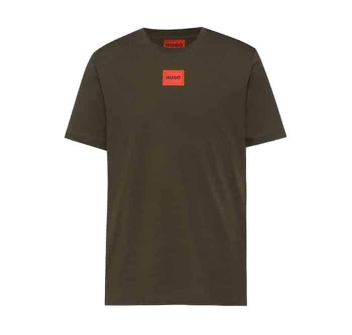 Hugo Boss s/s Didagolino212 contrast box logo T-shirt in khaki - Image 2