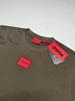 Hugo Boss s/s Didagolino212 contrast box logo T-shirt in khaki - Image 3