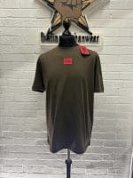 Hugo Boss s/s Didagolino212 contrast box logo T-shirt in khaki - Image 4
