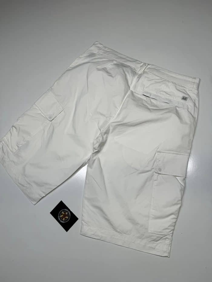 CP Company 268A Bermuda Cargo shorts in Twill Stretch. - White - Image 5
