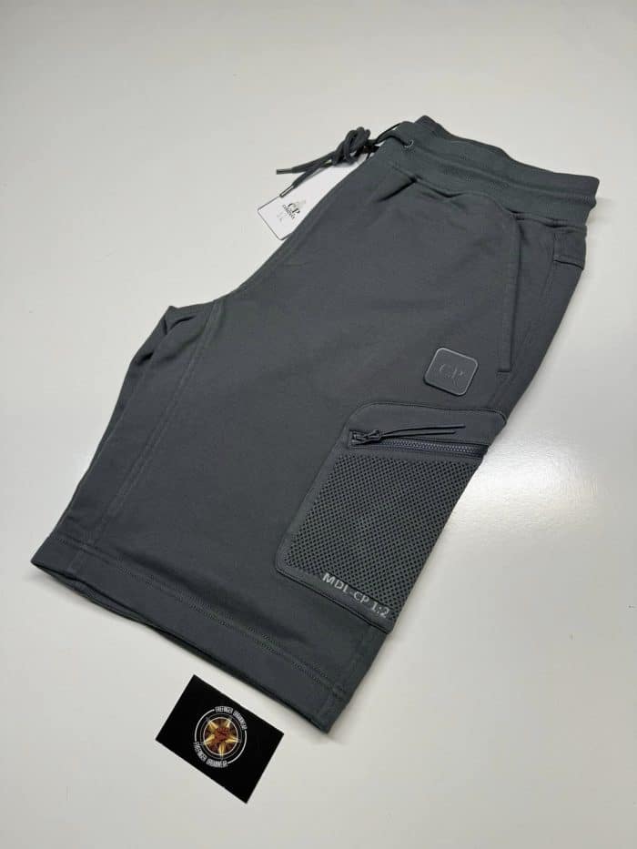 CP Company Diagonal Raised Fleece Metropolis Jogging Bermuda in Grey - Image 4