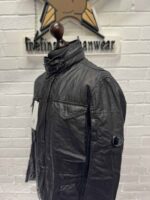 CP Company Lino Wax Field Jacket in black. - Image 9