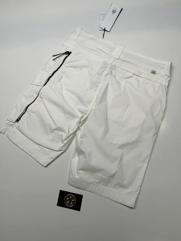 CP Company 250A Bermuda Cargo Shorts in 50 fili stretch - White - Image 2
