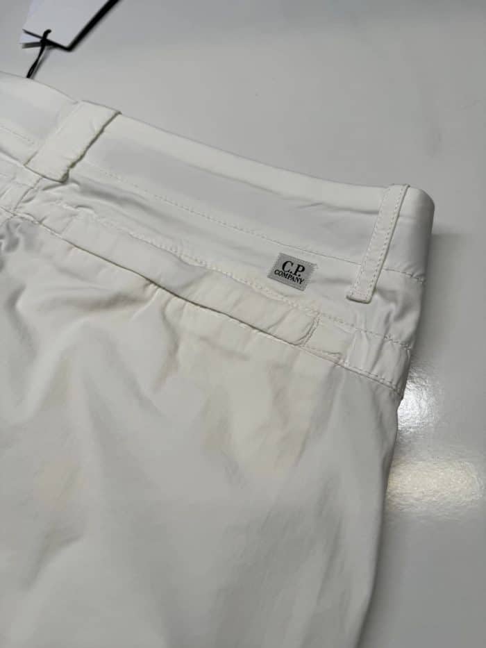 CP Company 250A Bermuda Cargo Shorts in 50 fili stretch - White - Image 3
