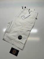 CP Company 250A Bermuda Cargo Shorts in 50 fili stretch - White - Image 7