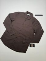 Stone Island 12501 Long sleeve shirt in lightweight cotton canvas - Dark Brown  -  Small / p2p 22”