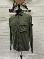 Stone Island 113WN Brushed Cotton Canvas_'old' Effect Overshirt in Green - Image 5