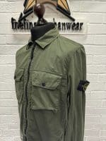 Stone Island 113WN Brushed Cotton Canvas_'old' Effect Overshirt in Green - Image 6