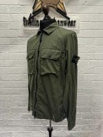 Stone Island 113WN Brushed Cotton Canvas_'old' Effect Overshirt in Green - Image 4